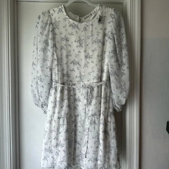 Abercrombie & Fitch Tiered Chiffon Dress | Blue and White - SP - Picture 1 of 4